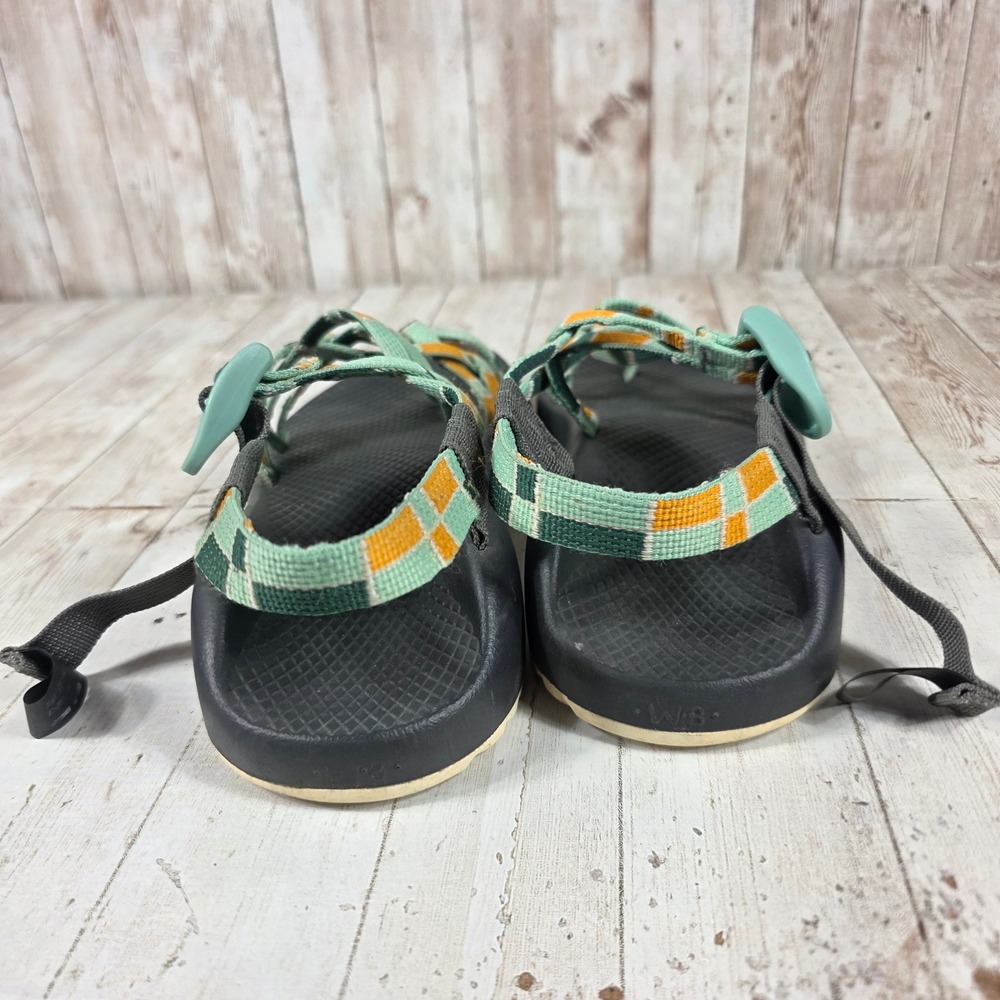 Chaco Z/Cloud 2 Womens 8 Green Orange Multi Strap Toe Loop Hiking Sandals - Picture 2 of 6